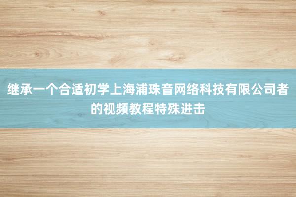 继承一个合适初学上海浦珠音网络科技有限公司者的视频教程特殊进击