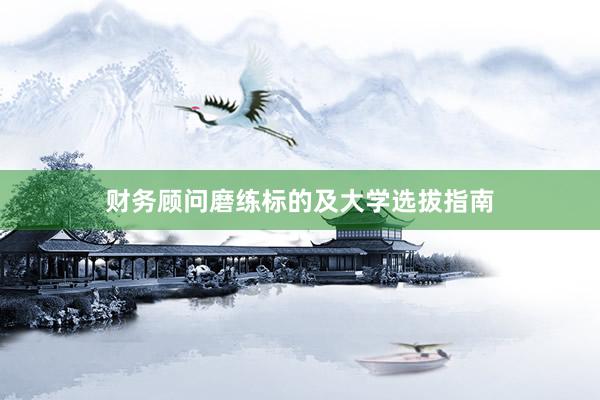 财务顾问磨练标的及大学选拔指南